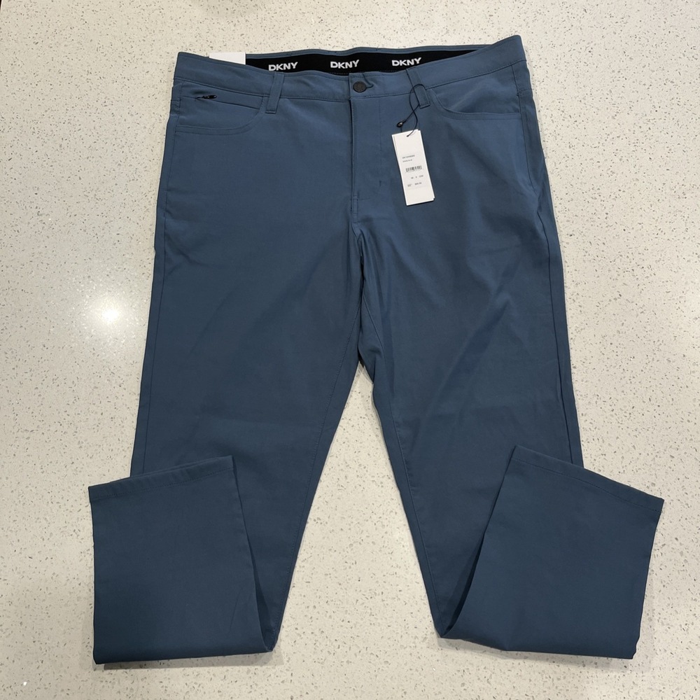 DKNY Men's Universal Tech Pants Slim Fit Light Blue Stretch 36/29 NWT